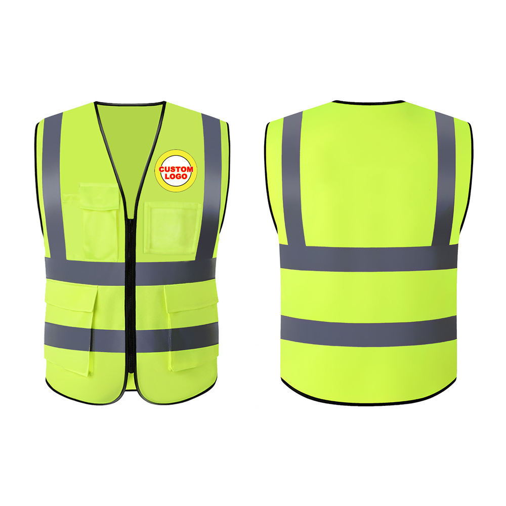 Bacca Sports Customized Black Reflective Safety Vest Company Logo With Pockets Custom Color Fluorescent Visibility Work Class 2 Safety Vest